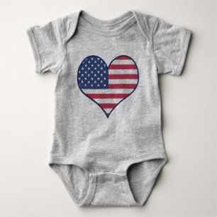 Body Patriotique USA Flag Heart Accueil du Brave