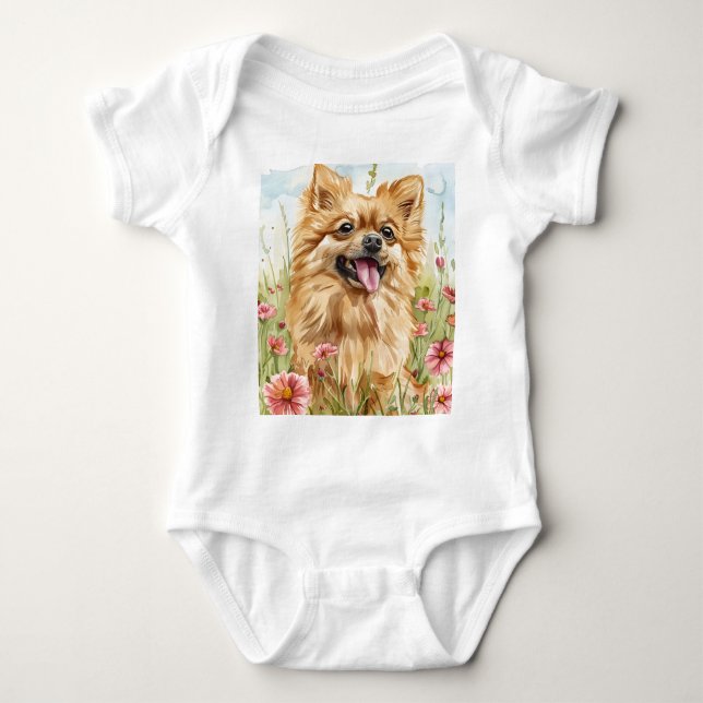 Body Pawtected by Pomeranian Baby Bodysuit (Devant)