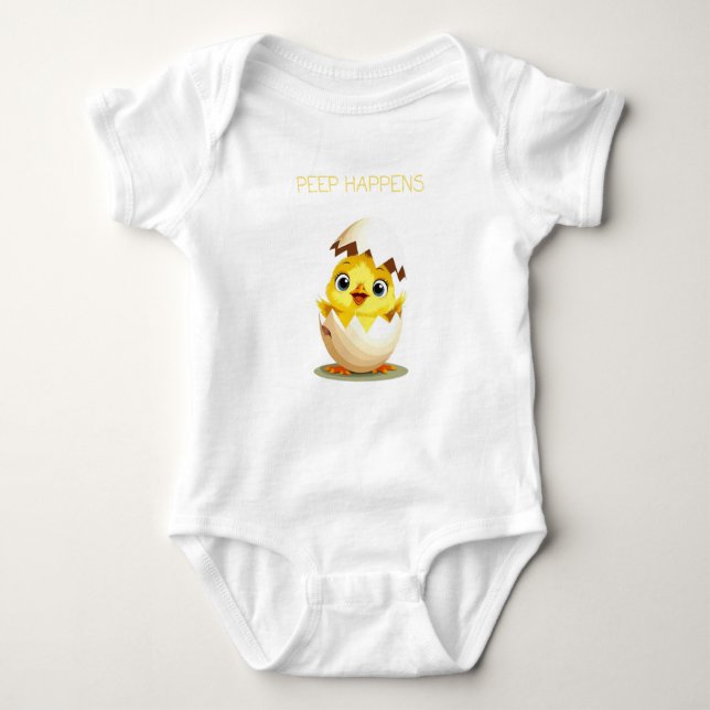Body Peep Happens" Funny Baby Chick Bodysuit (Devant)