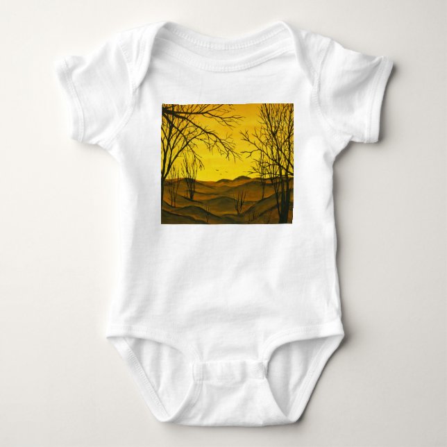 Body Peinture gouache : ciel jaune, marron. (Devant)