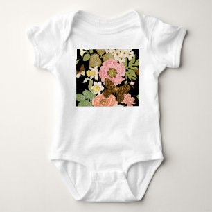 Body Peonies Roses vintages : Motif Floral Noir