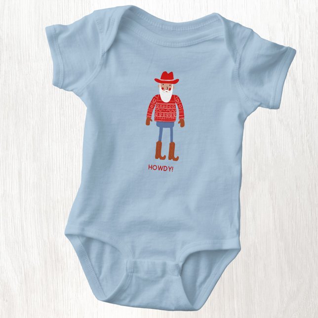 Body Père Noël Cowboy Texte personnalisé Noël (Fun Cowboy Santa Claus custom text Christmas Holidays baby bodysuit)