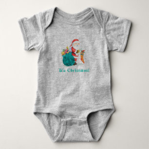 Body père Noël mignon avec le bébé de Noël de joue