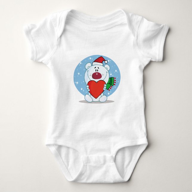 Body Père Noël Ours blanc au coeur (Devant)