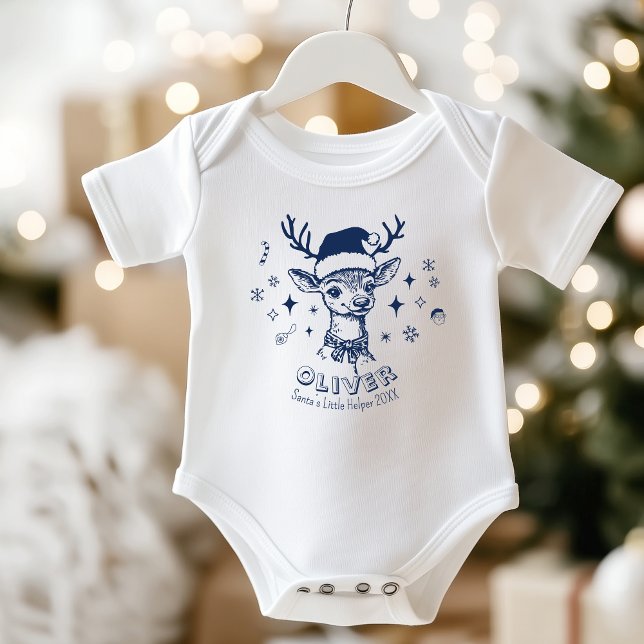 Body Père Noël personnalisé petit renne d'aide (Personalized Baby Christmas Bodysuit – Santa’s Little Helper Reindeer (Custom Name & Year))