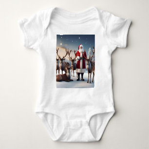 Body Père Noël Posant Avec Ses Rennes,
