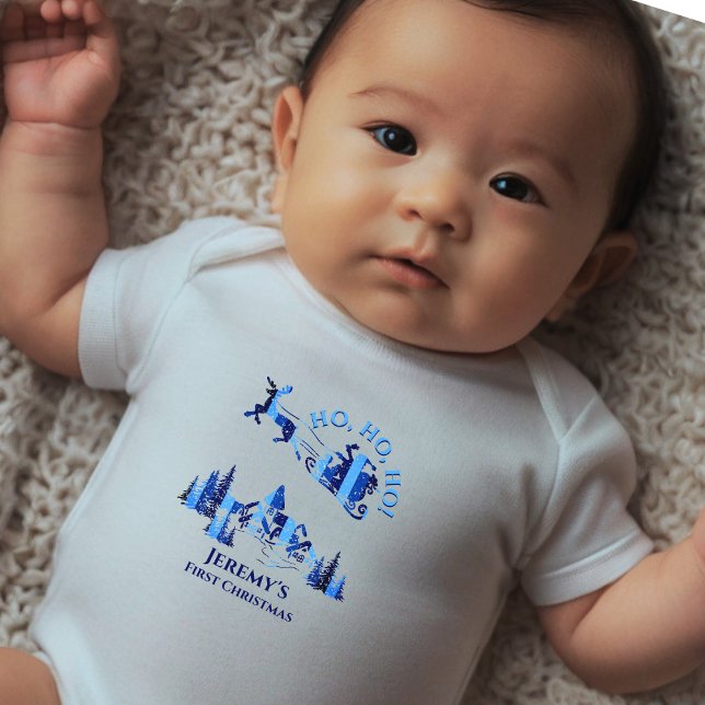 Body Père Noël Premier Noël Bleu Ajouter Nom (Créateur téléchargé)