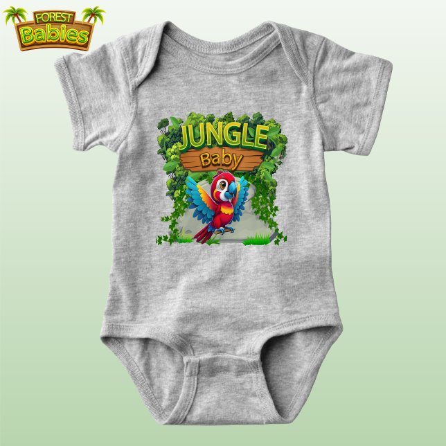 Body Perroquet coloré, Oiseau sauvage, 🦜 Whimsical Mac (Colorful Parrot Cartoon Graphic, Wild Bird Illustration, Whimsical Macaw Fun Jungle Baby Bodysuit 🐦)