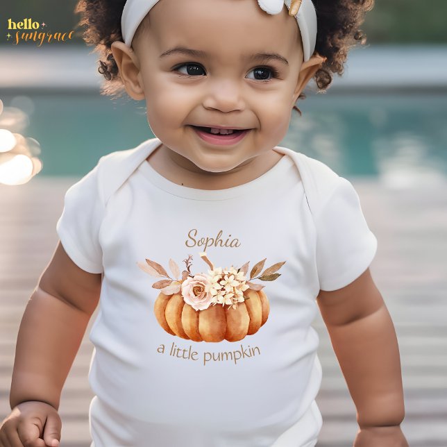 Body Personalize Little Pumpkin Floral Baby Bodysuit (Little Pumpkin Floral Baby Bodysuit)