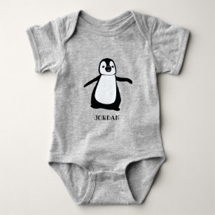 Body Personnalisé gris mignon pingouin illustration béb