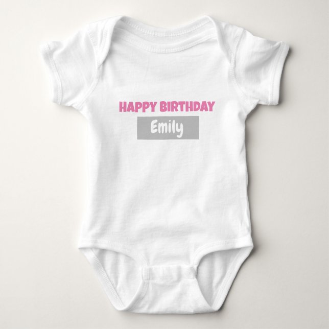Body personnalisé JOYEUX ANNIVERSAIRE pour bébé (Devant)