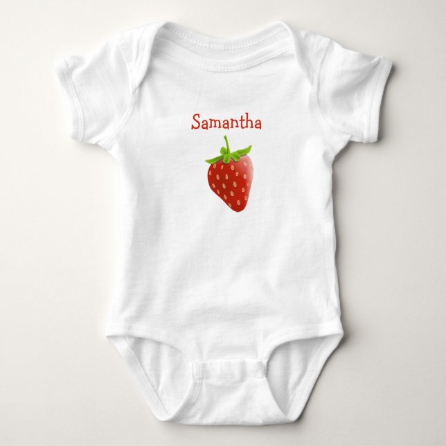 Body Personnalisé mignon fraise un morceau Bébé Tee (Devant)