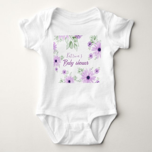 Body personnalisé pour bébé – Aquarelle violette (Devant)