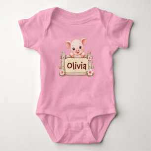 Body personnalisé pour bébé avec un bébé cochon mi