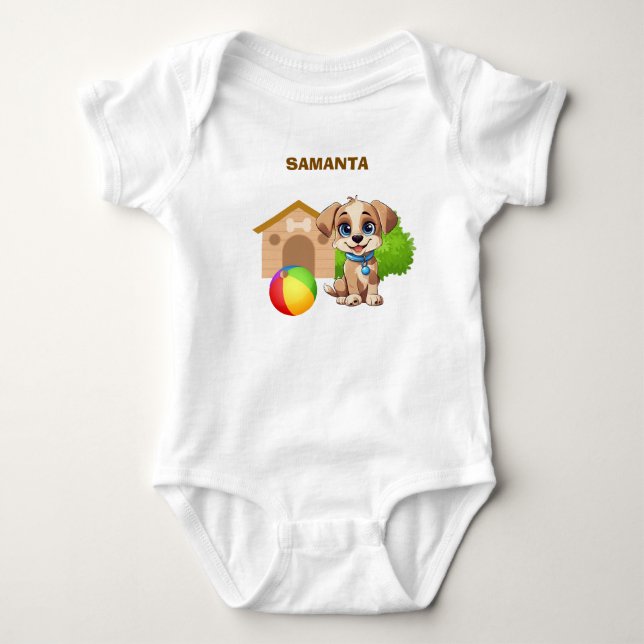 Body personnalisé pour bébé avec un chiot (Devant)