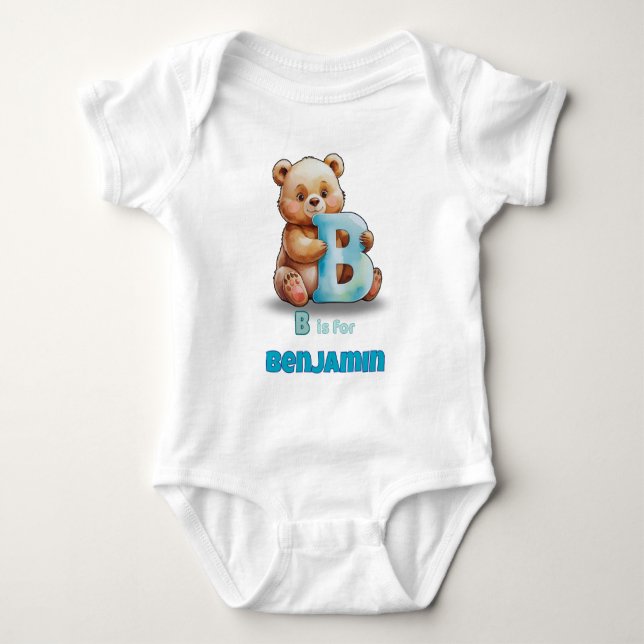 Body personnalisé pour bébé – B comme ours (Devant)