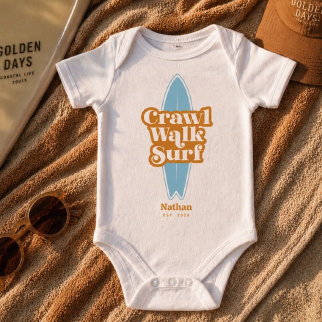 Body personnalisé pour bébé, Ramper Marcher Surfer (Créateur téléchargé)