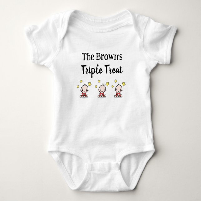Body Personnalisé Pour Triplets, Triplets Idée Cadeau, (Devant)