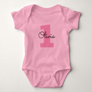 Body personnalisé rose pour le 1er anniversaire de
