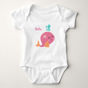 Body Personnalisé Sous La Mer Pink Whale Baby Shirt