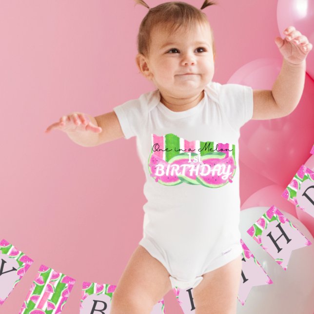 Body Personnalisé Un dans un Melon Anniversaire n'impor (Custom One in a Melon Birthday any age Baby Bodysuit)