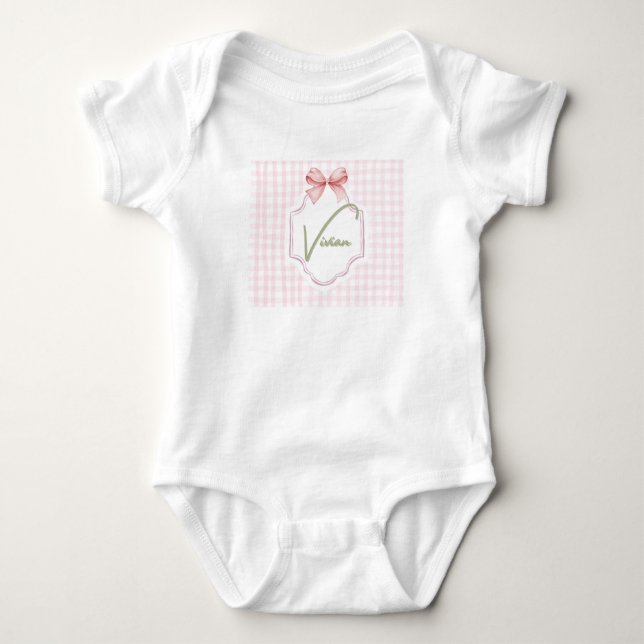 Body Personnalisé Vivian Baby Girl Nursery Bow&En vichy (Devant)