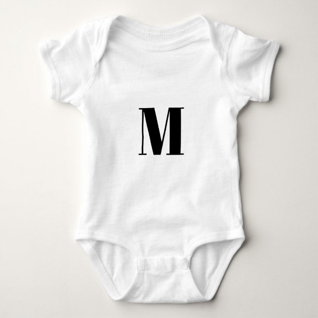 Body Personnaliser monogramme initial noir blanc (Devant)