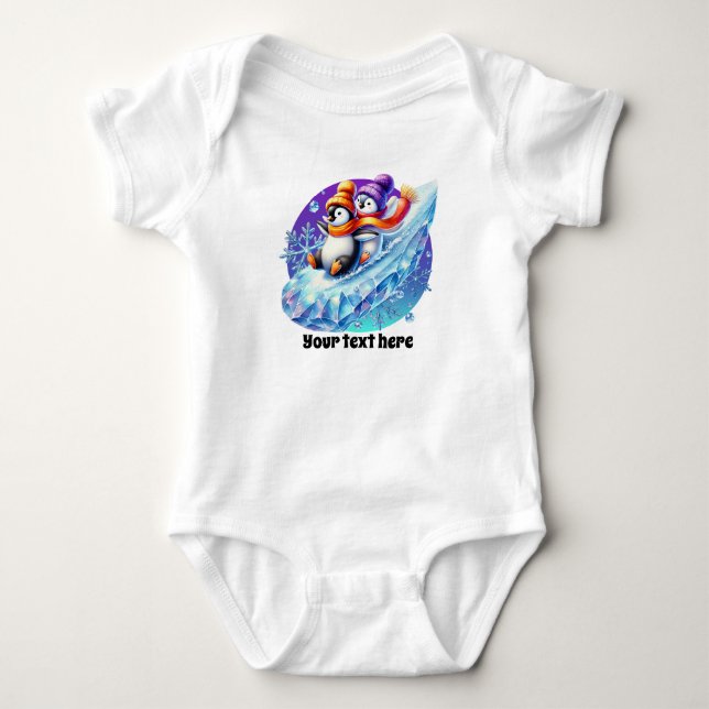 Body Petit bébé unisex Hiver Pingouin saisonnier (Devant)