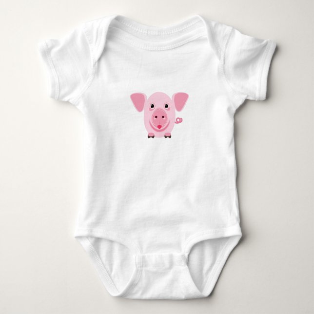 Body Petit cochon rose heureux mignon (Devant)