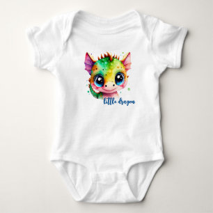 Body Petit Dragon aux grands yeux mignon aquarelle