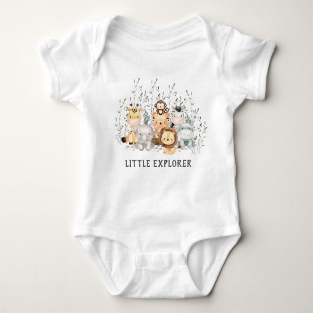 Body Petit Explorer Safari Animaux Baby shower (Devant)