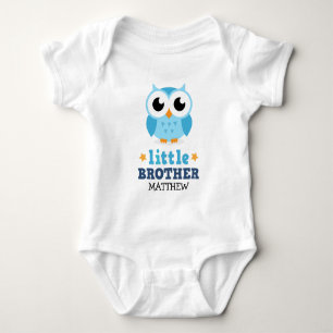 Body Petit frère une pièce avec hibou bleu et nom