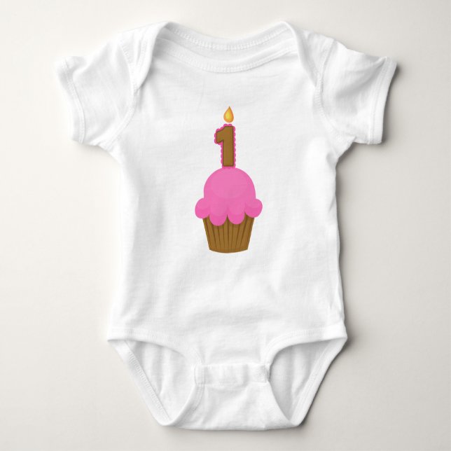 Body Petit gâteau rose de premier anniversaire (Devant)