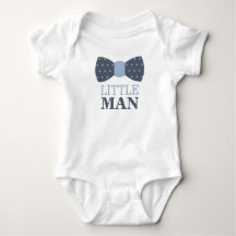 Petit Homme Bow Cravate Baby Bodysuit en Marine et
