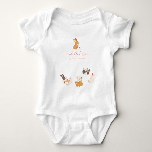 Body Petit lapin Lapin Anniversaire Baby shower Invitat (Devant)