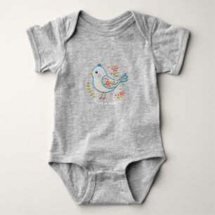 Body Petit Oiseau Bleu Floral Bodysuit pour bébé