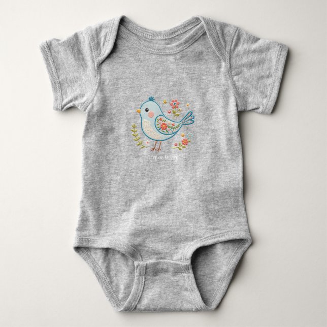 Body Petit Oiseau Bleu Floral Bodysuit pour bébé (Devant)