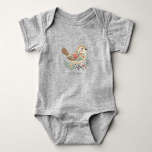 Body Petit Oiseau Broderie Florale Or Bodysuit Bébé