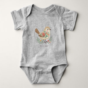 Body Petit Oiseau Floral Broderie Gold Baby Bodysuit