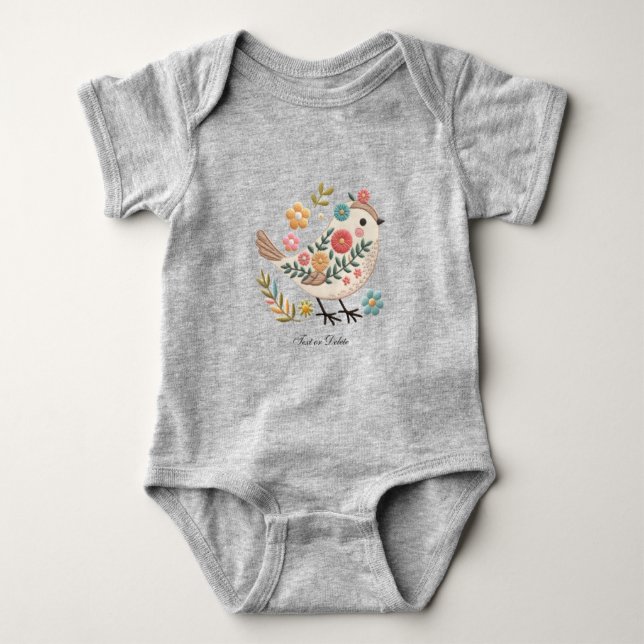 Body Petit Oiseau Quitte Fleurs Rose Baby Bodysuit (Devant)