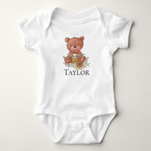 Body Petit ours en miel mignon avec nom personnalisé
