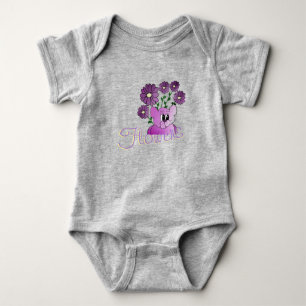 Body Petit Ours Violet Avec Fleurs