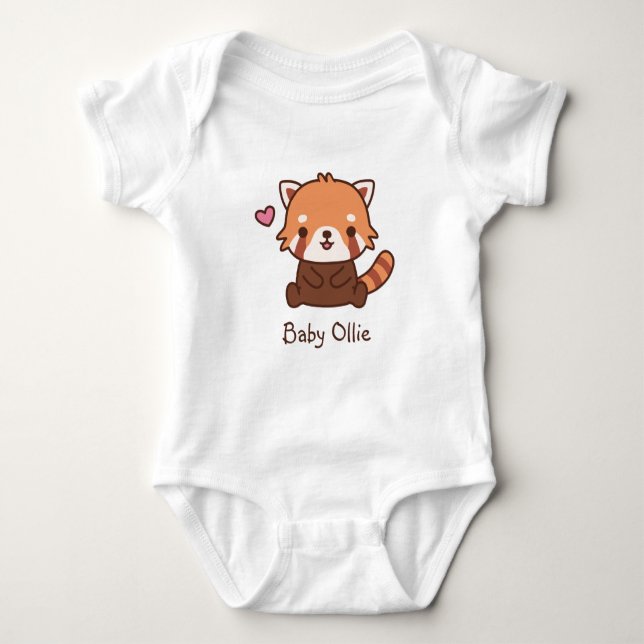 Body Petit Panda Rouge Personnalisé Mignon (Devant)