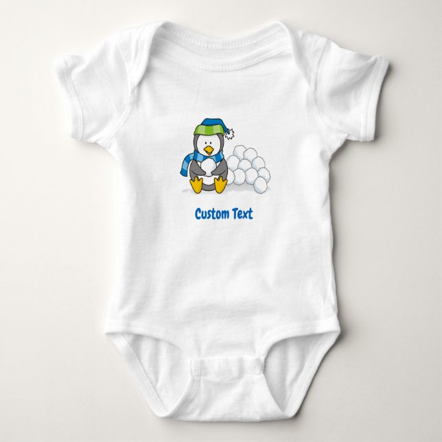Body Petit pingouin assis avec T-shirt boules de neige (Devant)