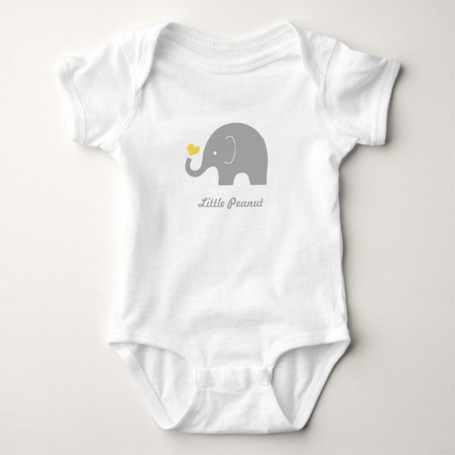 Body Petite arachide éléphant bébé Romper, Coeur jaune (Devant)