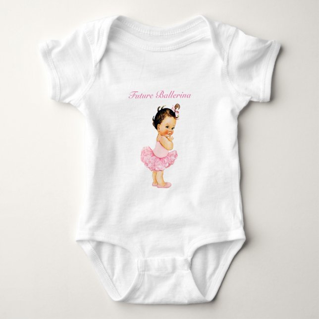 Body Petite ballerine brune tutu rose (Devant)