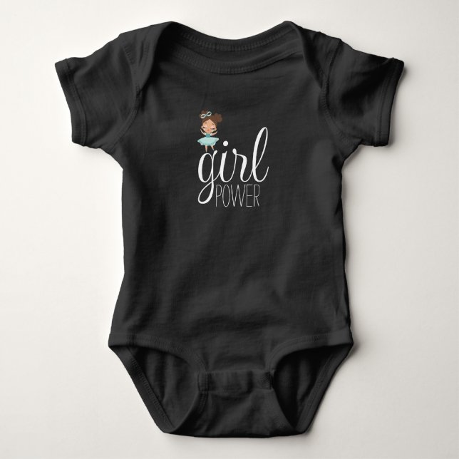Body Petite fille, fille puissance vert et noir bébé (Devant)