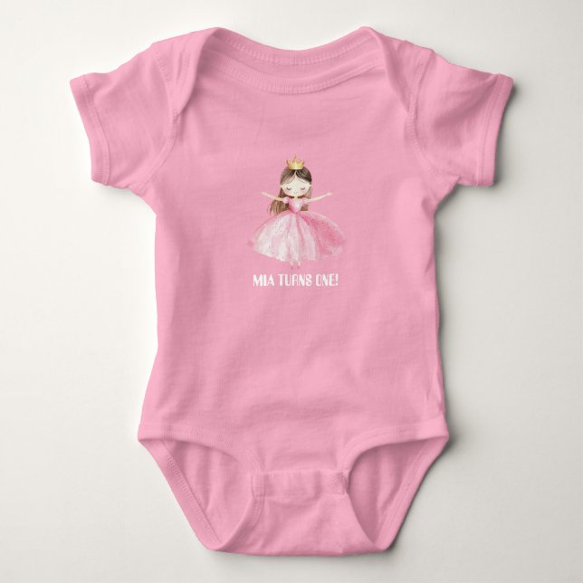 Body Petite Princesse Combinaison Bébé Fille 1er Annive (Devant)
