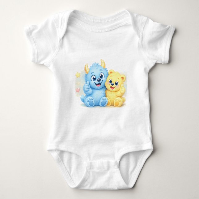 Body Petits amis monstres mignons duo pastel doux (Devant)
