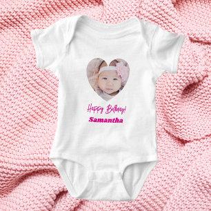 Body Photo cœur nom anniversaire fille rose